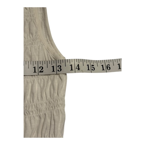 Madewell Smocked Boatneck Tank Top White XS Sleeveless Square Neck Ruffled Hem - Picture 6 of 8